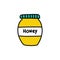 Jar of honey doodle icon, vector color illustration