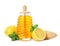Jar of honey, mint, lemons and juicer. Cough remedies