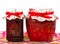 Jar with jam (cherry,strawberry)