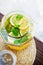 Jar lemonade fresh lemon sliced mint