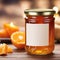 Jar of marmalade, orange jam preserve spread, empty blank generic product packaging mockup