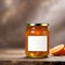 Jar of marmalade, orange jam preserve spread, empty blank generic product packaging mockup