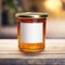 Jar of marmalade, orange jam preserve spread, empty blank generic product packaging mockup