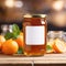 Jar of marmalade, orange jam preserve spread, empty blank generic product packaging mockup