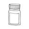 jar with medicine hand drawn doodle. , scandinavian, nordic, minimalism, monochrome. icon, sticker, health, tablets