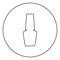 Jar with nail polish for manicure Bottle silhouette Hand hygiene Manicure concept Varnish icon in circle round outline black