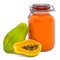 Jar of Papaya Jam with papayas, 3D rendering