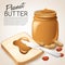 jar of Peanut Butter with bread and ingredients : Vector Illustration