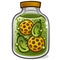 Jar of pickleballs cartoon illustration