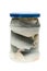 A jar of Pickled herring, isolated