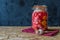 Jar of pickled vegetables by Indian traditional  recipe