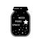 Jar with starfall and lettering. Need more space. Graphic black illustration. T shirt print, stamp, card. Minimalistic design of