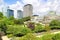 The Jardin Botanique and modern skyscrapers in Brussels