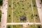 Jardin de la Tour Eiffel. Aerial overhead view of Champ de Mars and Eiffel Tower gardens in Paris, France