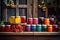 jars of colorful homemade jams on rustic wooden table