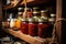 jars with homemade jam in a cozy pantry