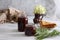 jars of strawberry jam and toasts. Sweet food