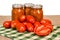 Jars of tomato sauce with paste tomatoes
