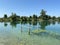 Jarun - small lake or Jarun small lake and the Island of rowers during the summer, Zagreb - Croatia /Jarun - malo jezero