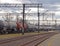 Jaslo, Poland - march 30, 2018: Train on a railway station. Transport system. Freight and passenger transportation. A work on a ra