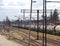 Jaslo/Yaslo, Poland - april 8, 2018: Railway station. Locomotive with an oil tanks wagons. Cargo transportation. Refinery buisnes.