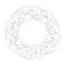 Jasminum sambac - Arabian Jasmine Outline Wreath. Vector Illustration