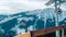 Jasna resort, LIPTOV, SLOVAKIA - February, 2019: Blue sky with snow clouds and new modern lift Funitel in Jasna, Liptov region,