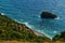 Jasper beach and rock of the Holy phenomenon on Cape Fiolent in Crimea.