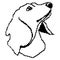 Jasper breed dog face muzzle silhouette drawn by squares, pixels. Outline of a dog portrait jasper. Vector illustration