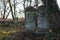 Jastrowie, wielkopolskie / Poland - November, 20, 2020: Old Jewish Cemetery. Matzevot among forest thickets