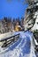 Jaszczurowka Chapel in Zakopane, Highlander Wooden Temple. Snow Forest, Winter Wonderland