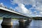 The Jatkankynttila bridge (Lumberjack Candle Bridge) over Kemijoki river in Rovaniemi, Finland.