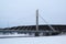 The Jatkankynttila bridge or Lumberjackâ€™s Candle Bridge over Kemijoki River in Rovaniemi, Finland