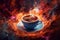 Java Galaxy: Explore a cosmic realm where swirling coffee nebulae and celestial beans fuel your imagination in an abstract