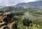 Java, Indonesia. Telaga Warna-color volcanic lakes on the plateau Diyeng