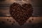 Java Passion Coffee beans meticulously shaped into a heart, showcasing love