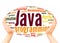 Java programming word cloud hand sphere concept