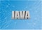 java script 3d sign over a blue abstract tech