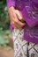 Javanese Bridegroom Folding Hand Wearing Traditional Batik Sarong. Hand Gesture of Waiting Respectful and Politely