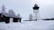 Javre fyr lighthouse in winter near Pitea in Sweden