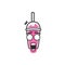 Jaw drop shock astonished expression of cup takeaway drink character mascot emoji in pink color drink cartoon style illustration