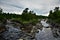 Jay cooke state park suspension bridge view of the falls  over the st louis river