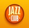 Jazz Club - Vector Logo for Music Cafe Bar. Style Sigh Illustration in colorful Orange.