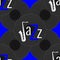 Jazz concept. Vinyl record and word Jazz. Letter J - saxophone. Seamless pattern. Blue, black and white elements. Blue background