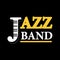 Jazz concert logo label with text isolated on black background