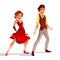 Jazz dancers man and woman vector illustration