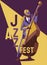 Jazz festival or flyer or poster party design template with musician