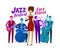 Jazz festival. Live music, performance concept. Cartoon vector illustration