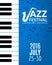 Jazz festival poster with a saxophone. Musical flyer design template