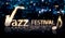 Jazz Festival Saxophone Silver City Bokeh Star Shine Blue 3D